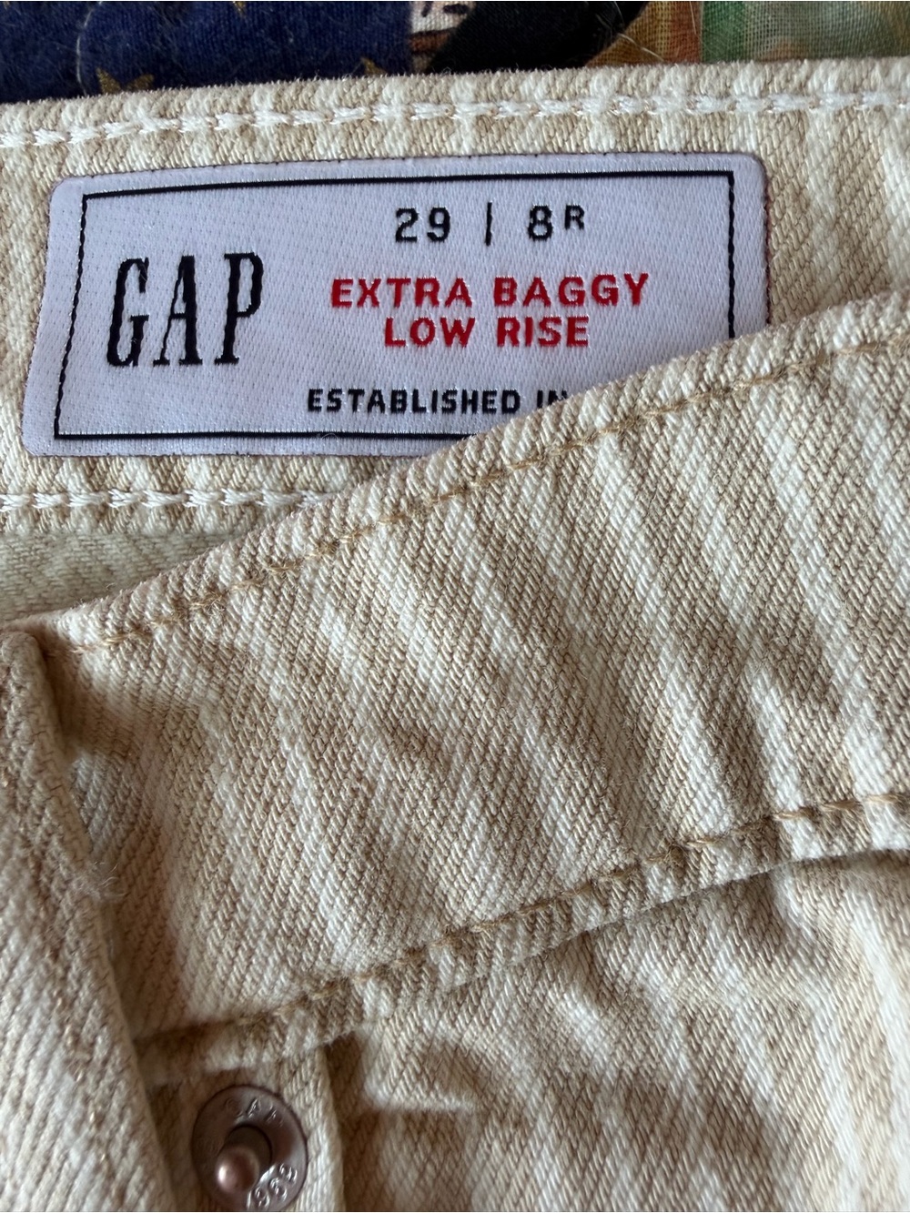 NWOT Gap Low Slung Extra Baggy Tan Striped Jeans Sz 29/8 - Picture 7 of 12